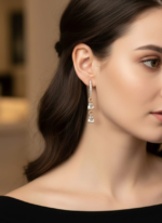 A Falling silver earrings for women - Image 2