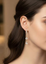 A Falling silver earrings for women - Image 3